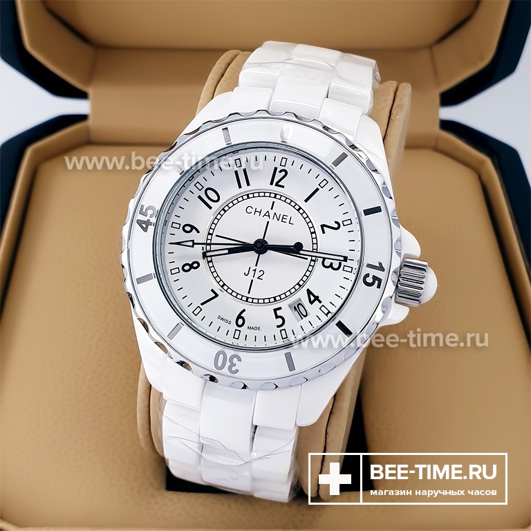 Купить Женские часы Chanel J12 White AAA кварцевые на керамическом браслете  с календарем даты цена 5400   Promua ID1867567245